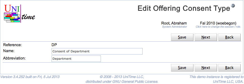 Edit Offering Consent Type