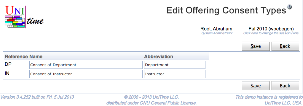 Edit Offering Consent Types
