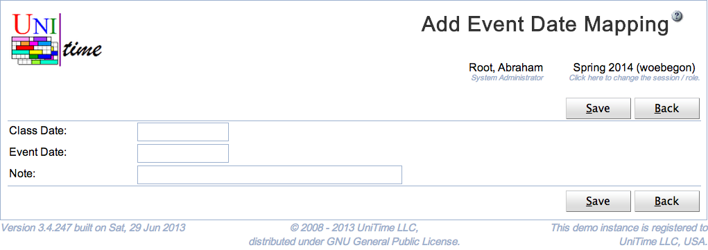 Add Event Date Mapping