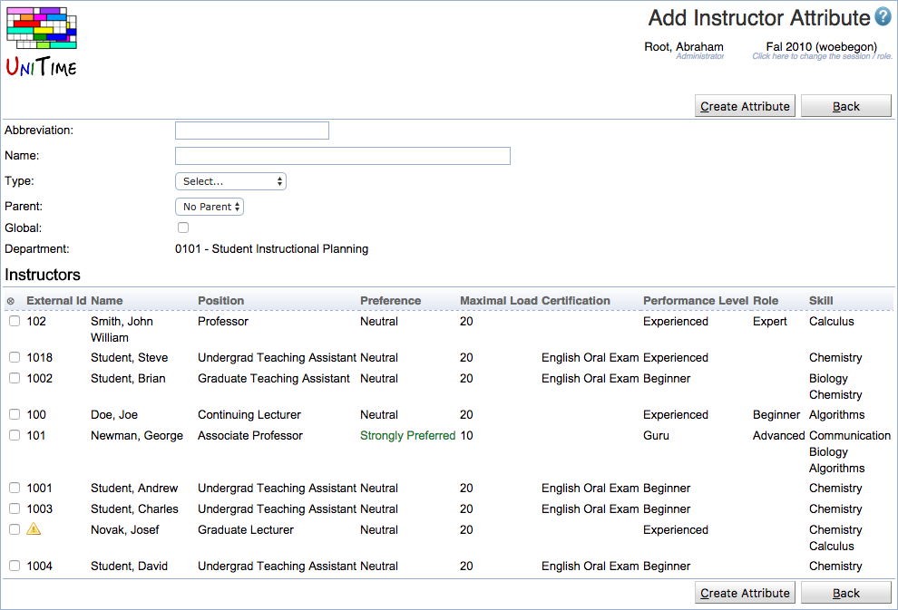 Add Instructor Attribute