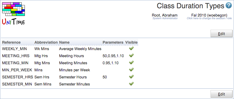 Class Duration Types