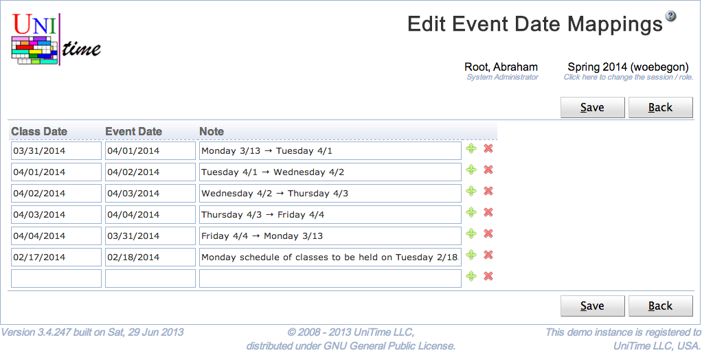 Edit Event Date Mappings