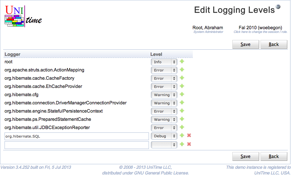 Edit Logging Levels