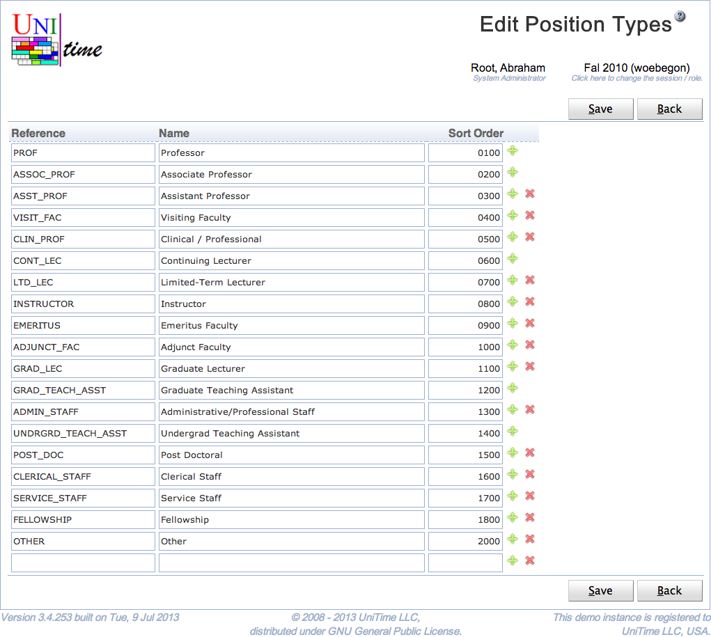 Edit Position Types