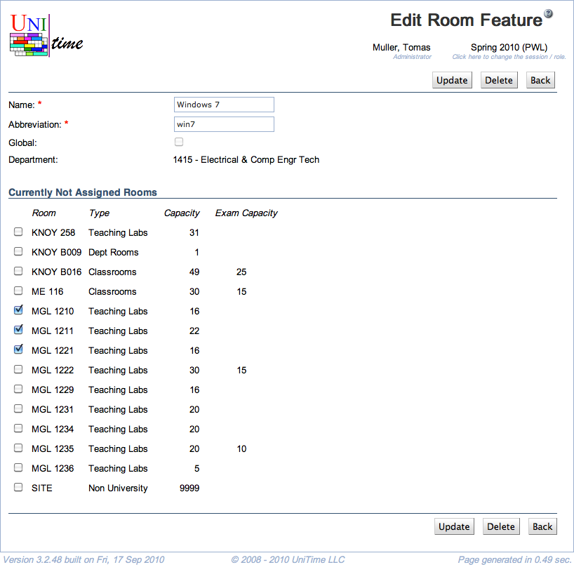 Edit Room Feature