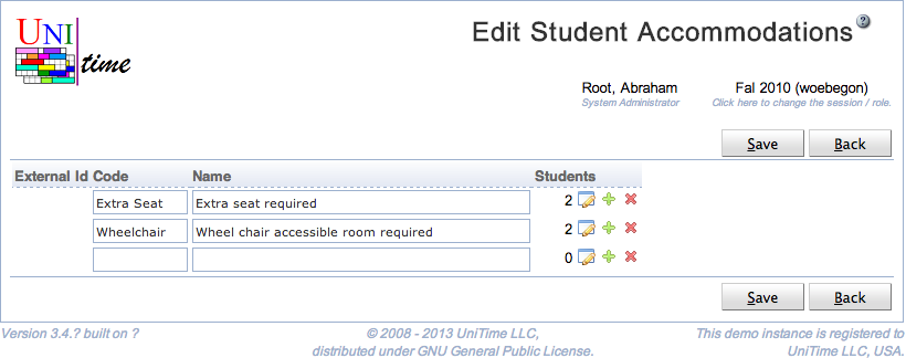 Edit Student Accommodations