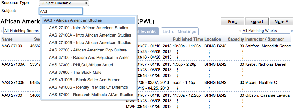 Event Timetable