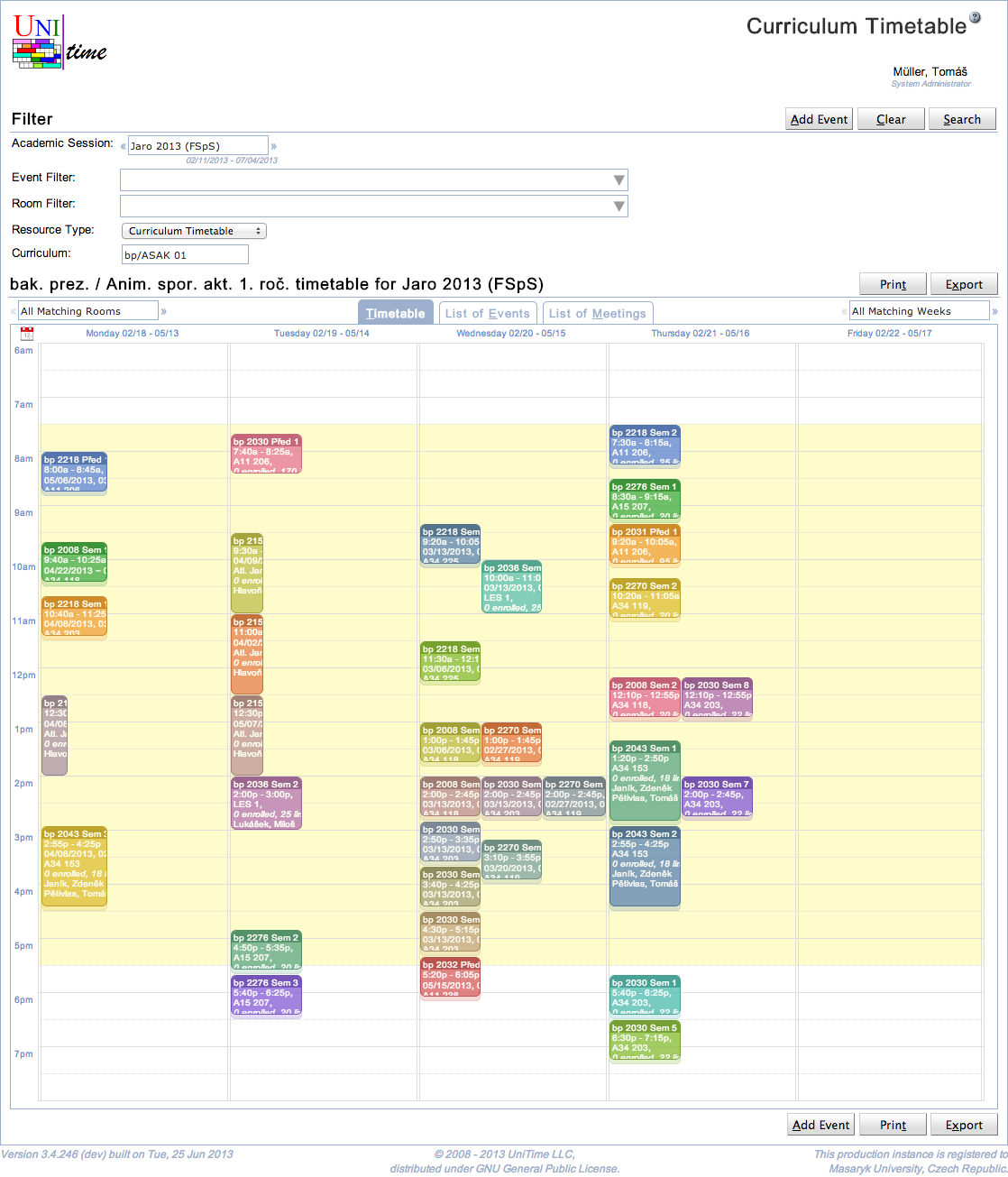 Event Timetable