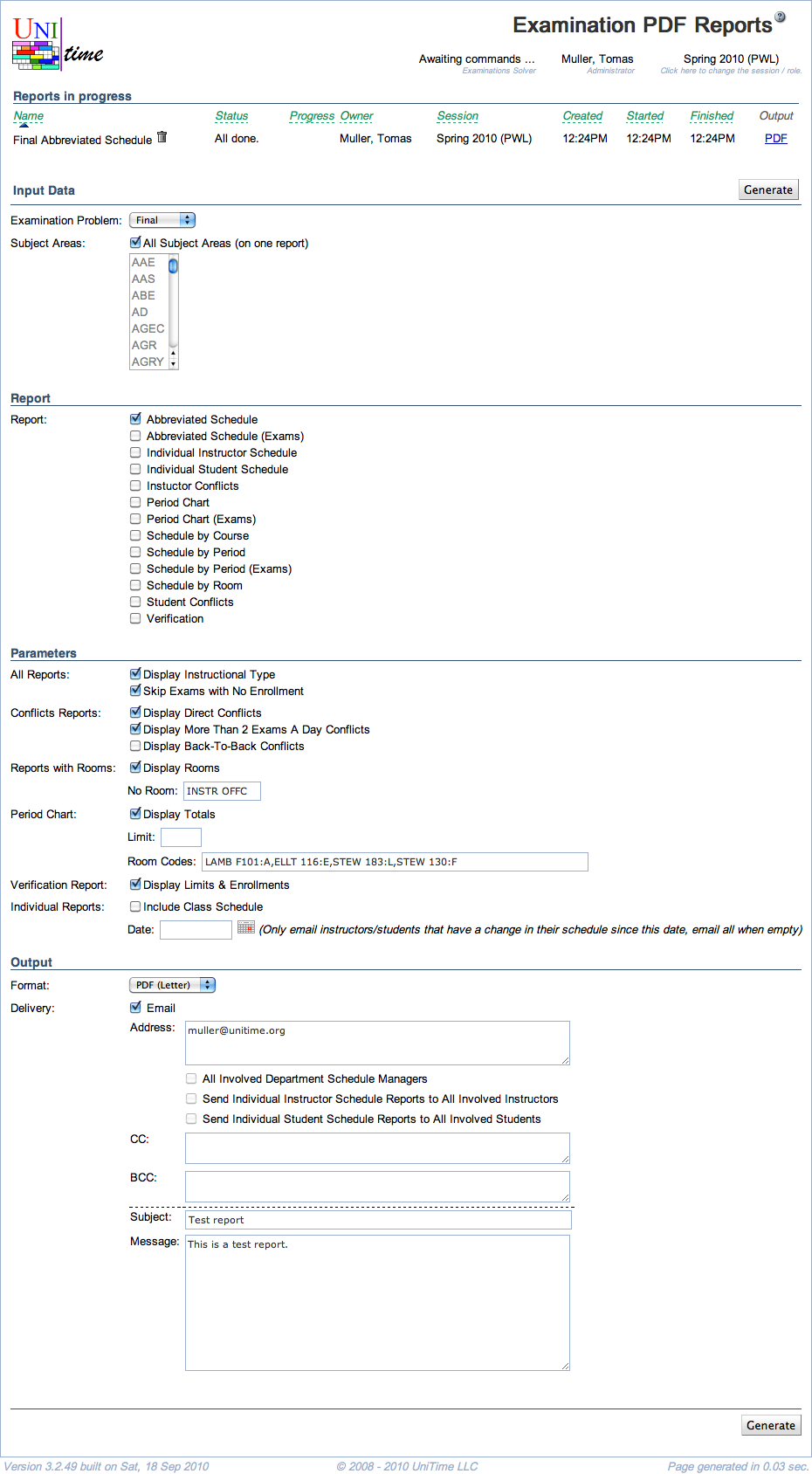 Examination PDF Reports