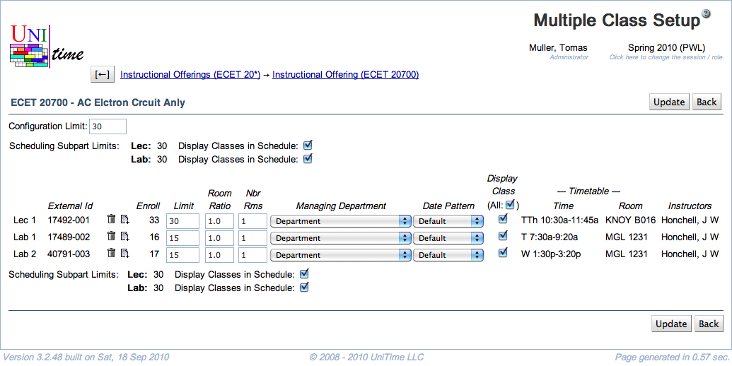 Multiple Class Setup