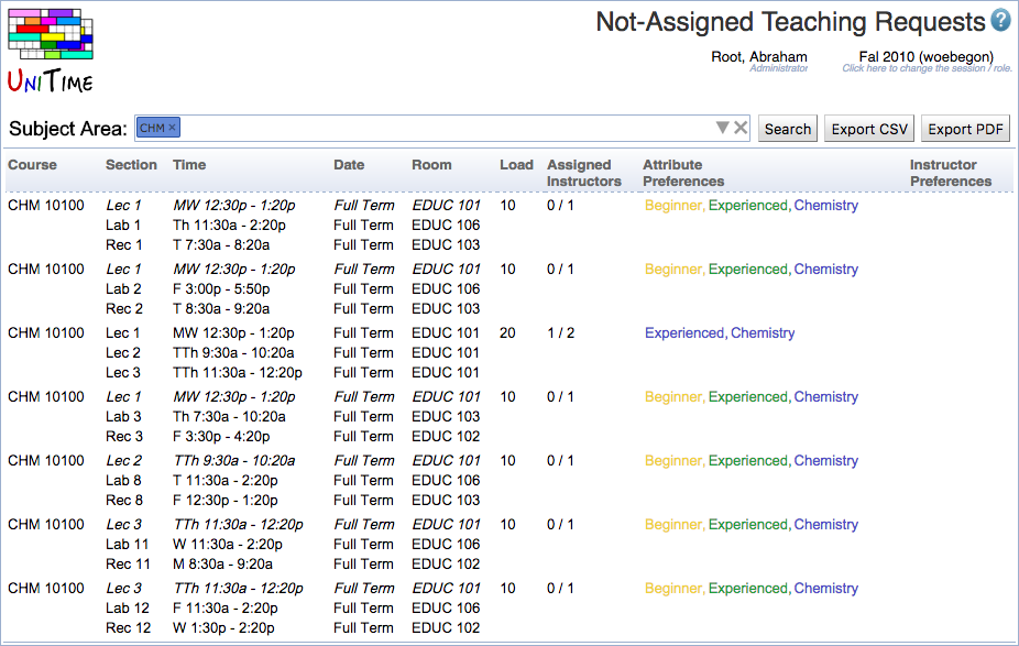 Not-Assigned Teaching Requests