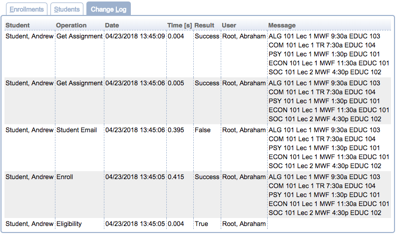 Online Student Scheduling Dashboard