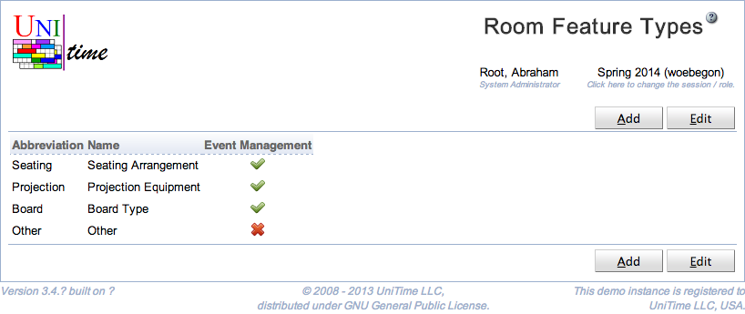 Room Feature Types