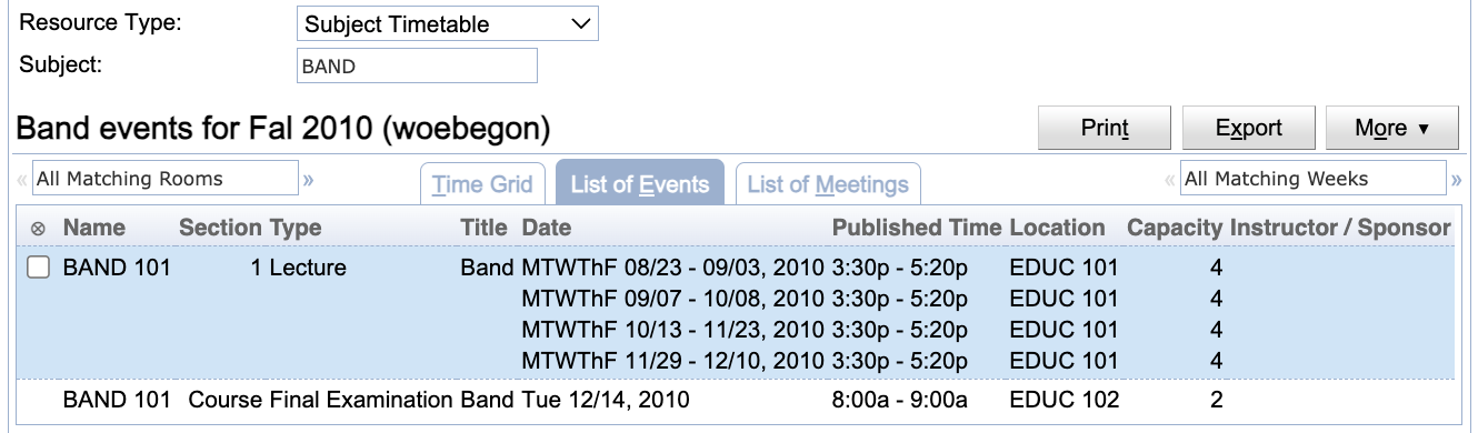 Room Timetable