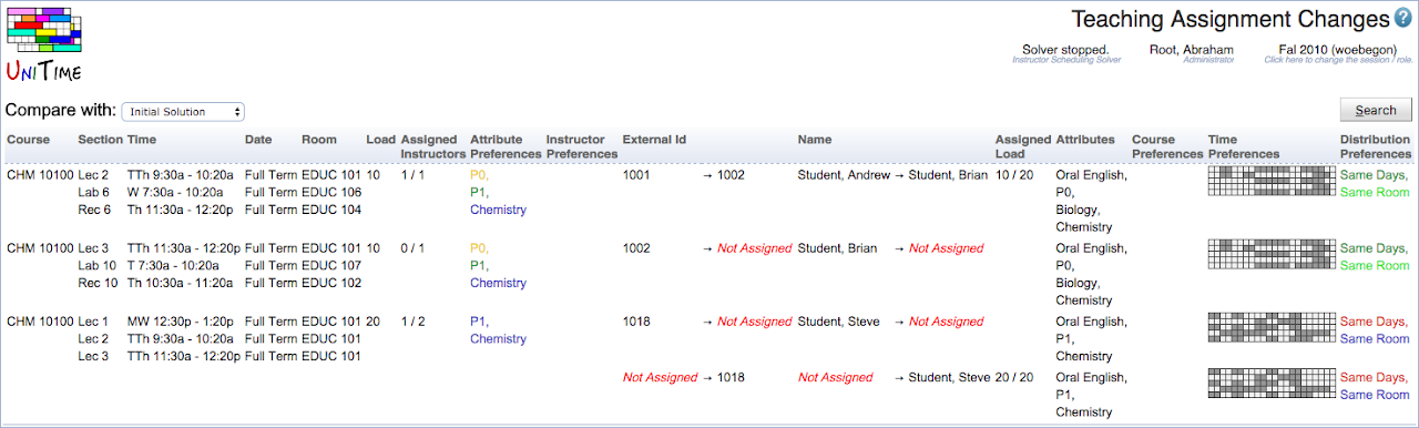 Teaching Assignment Changes