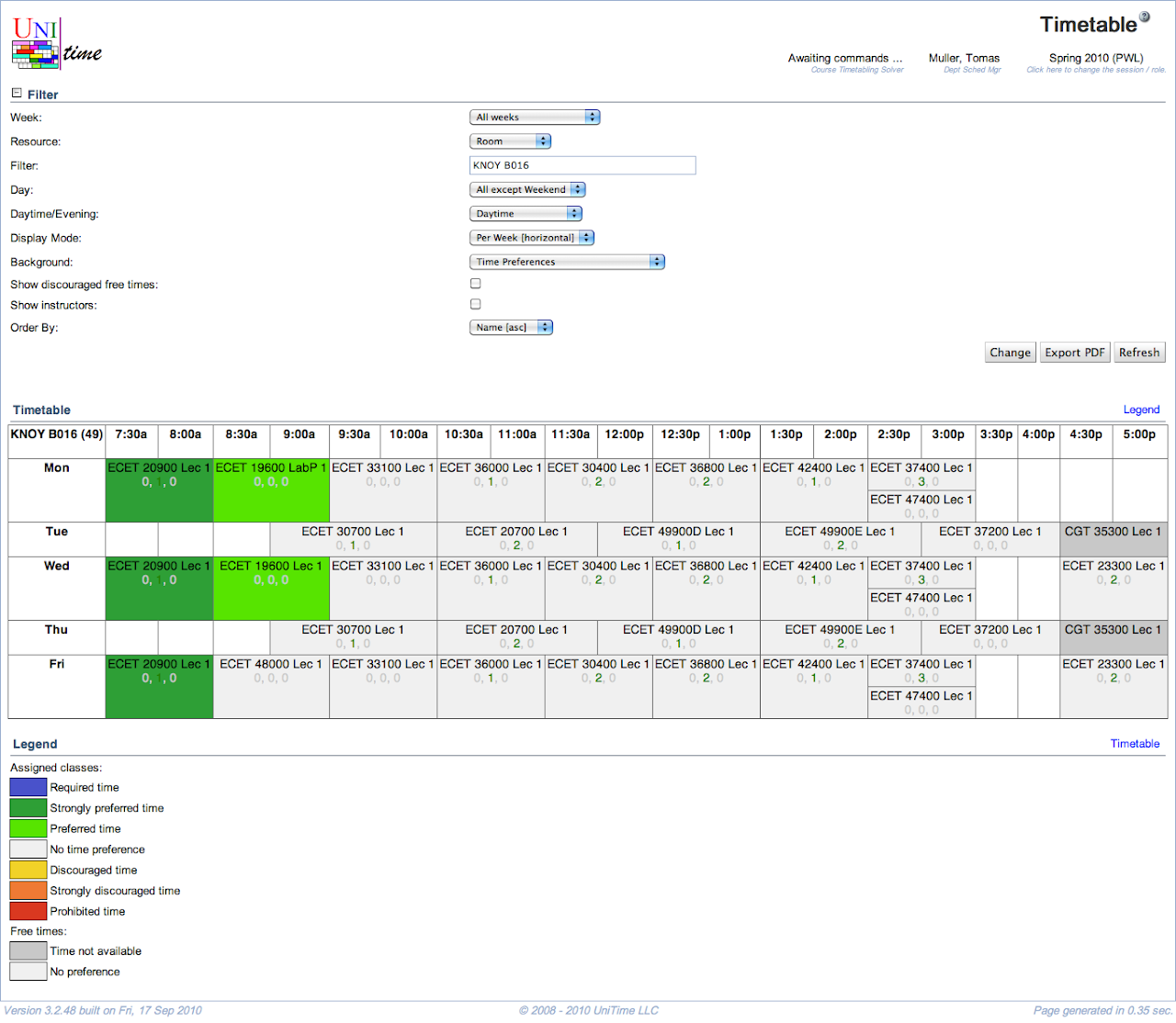 Timetable