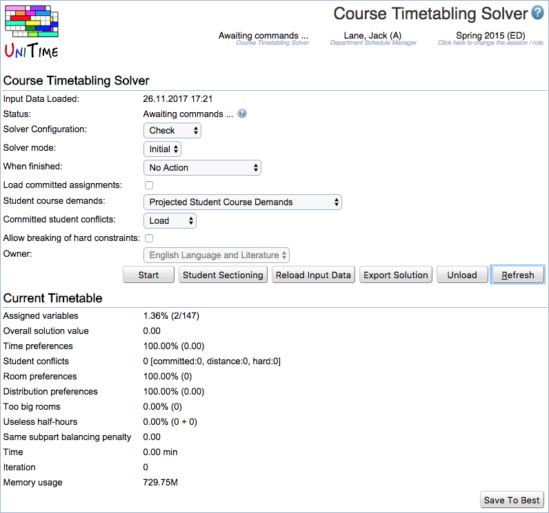 Course Timetabling Solver Manual