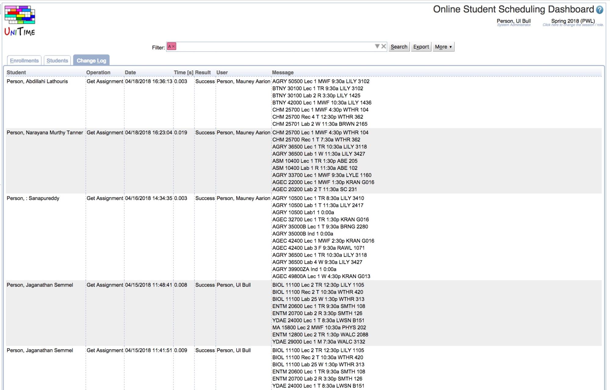 Student Scheduling Dashboard Manual