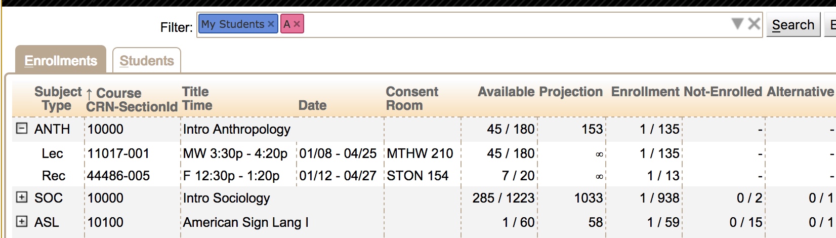 Student Scheduling Dashboard Manual