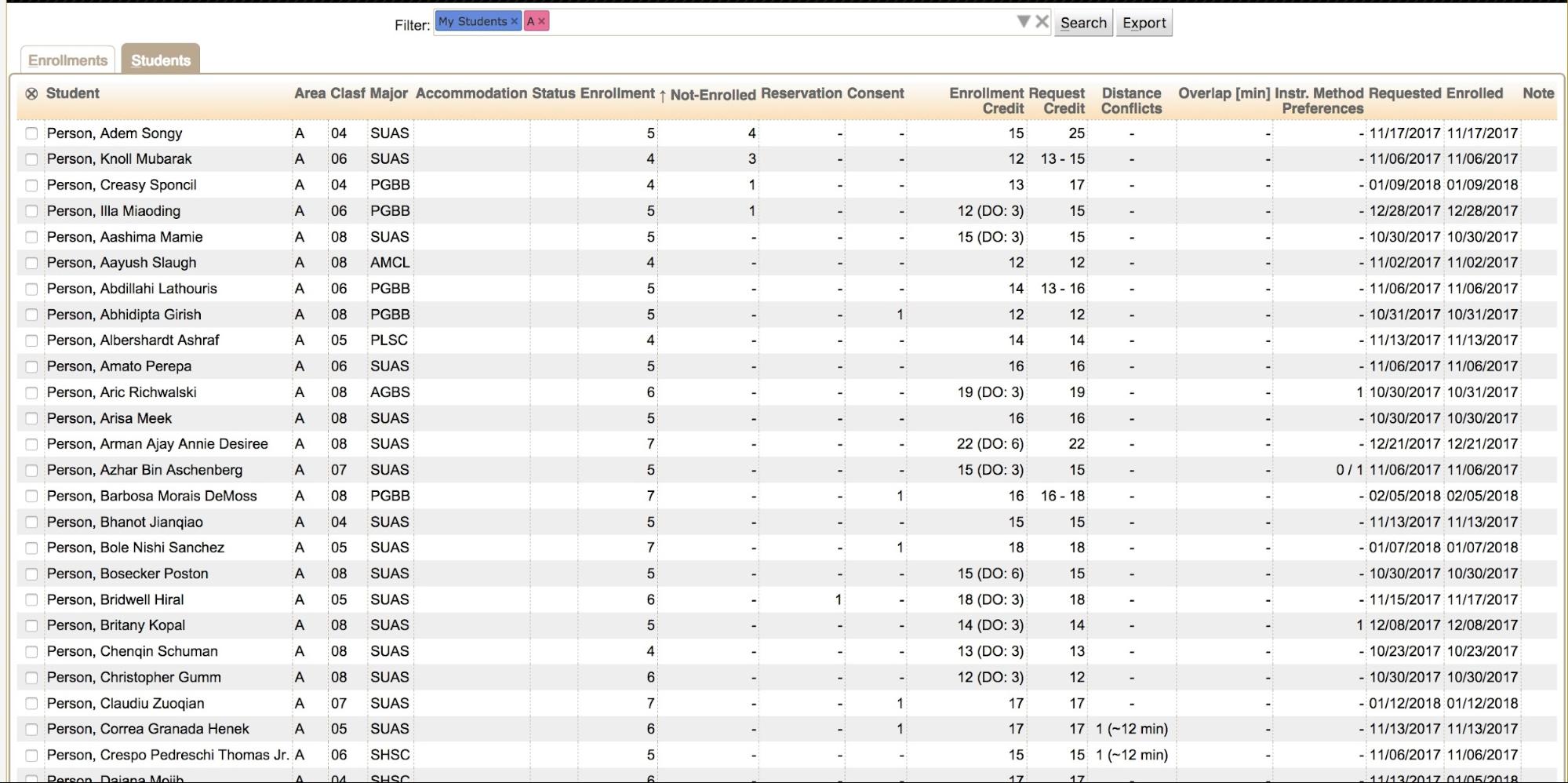 Student Scheduling Dashboard Manual