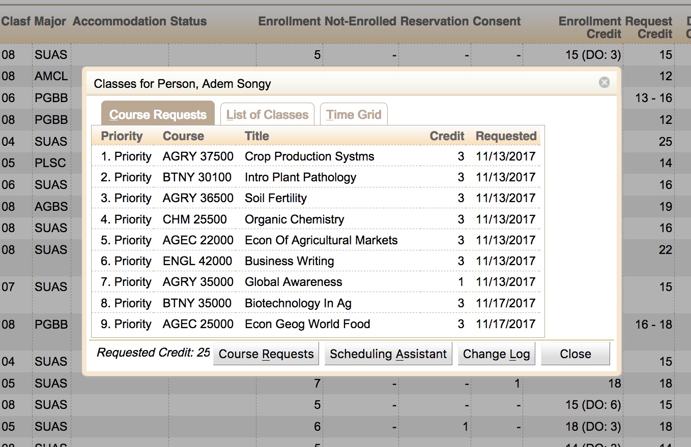 Student Scheduling Dashboard Manual